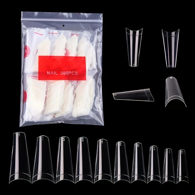 500Pcs False Nail Art Tips French Natural Transparent Coffin False Nails Tips Acrylic Uv Gel Nail Polish Manicure Lootquake LLC
