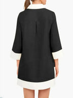 Yeezzi Women Shirts Dress 2025 New Spring Long Sleeve Fashion Contrast Color Pockets Buttoned Elegant Party Evening Mini Dresses
