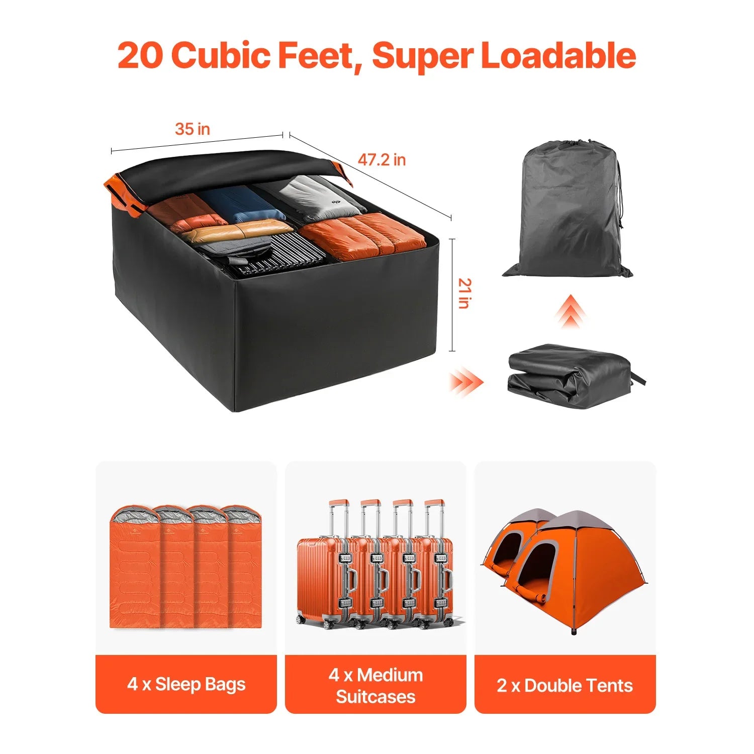 SucceBuy Car Rooftop Cargo Carrier Bag 20/23 Cubic Feet Roof Cargo Carrier 840D PVC Waterproof Car Roof Luggage Bag for  Vehicle Lootquake LLC