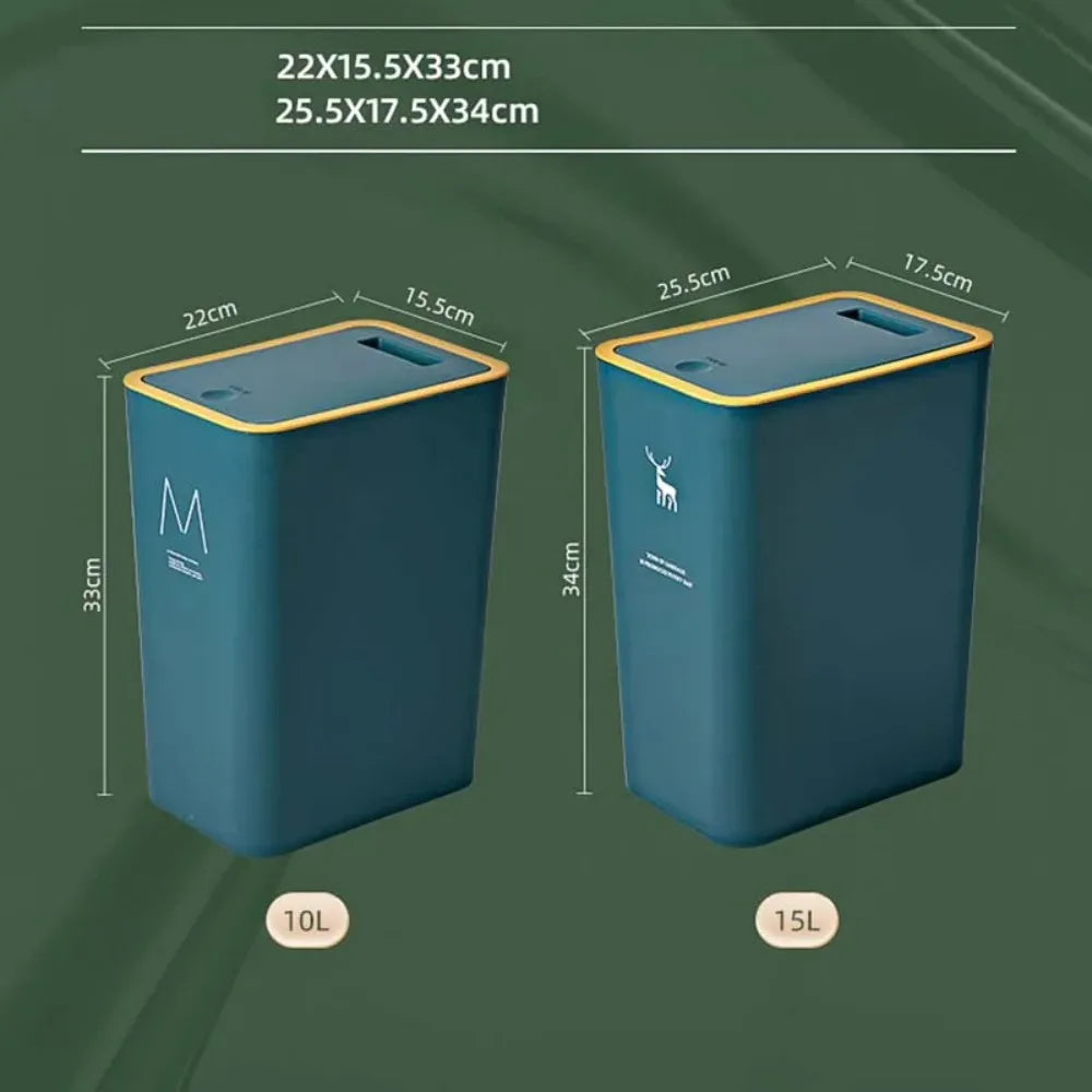15/10L Bathroom Kitchen Trash Can with Lid Press-type Waste Bins Living Room Toilet Nordic Rectangular Garbage Bin Wastebaskets Lootquake LLC