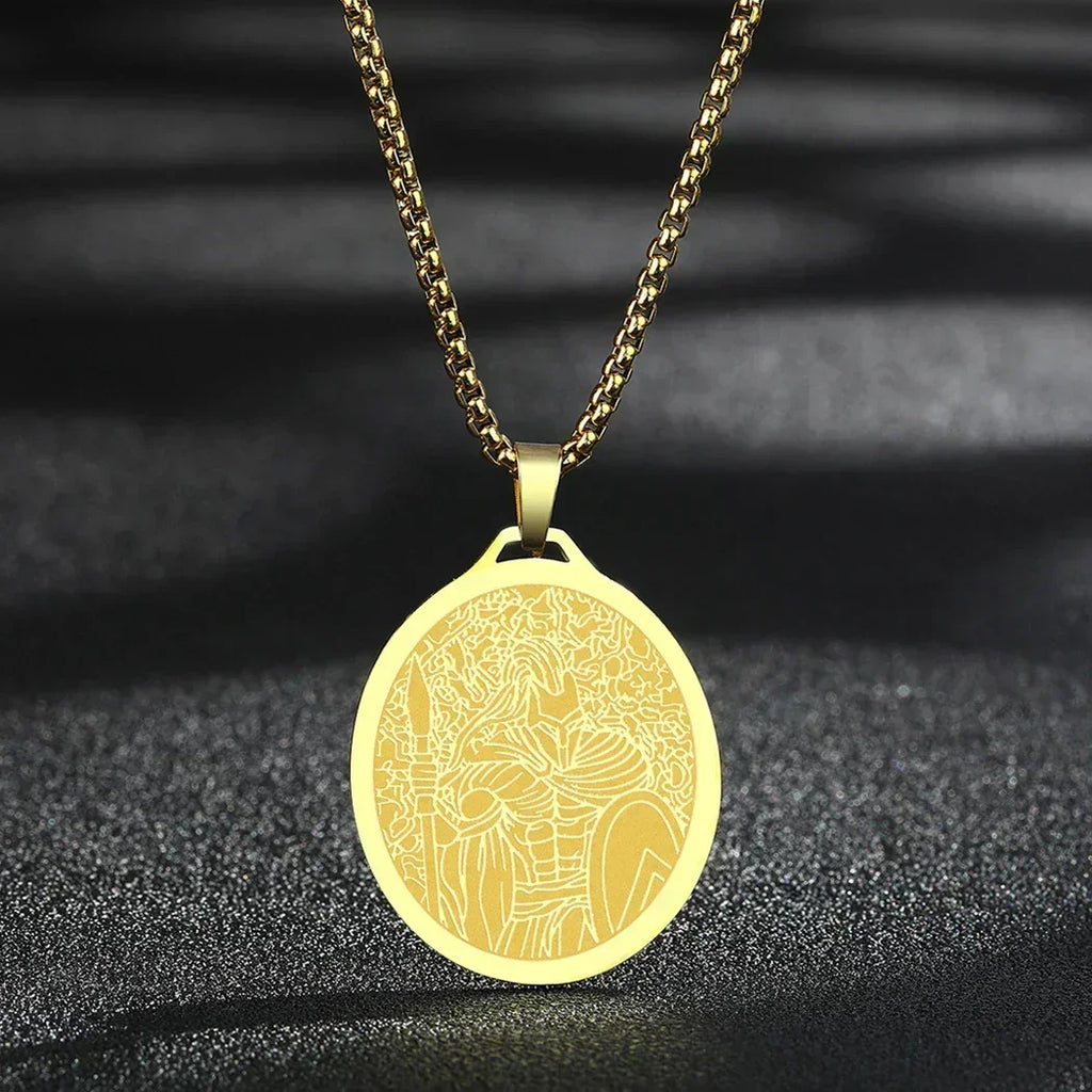 Mens Ancient Greek God Spartan Warrior Pendant Gladiator Necklace Women Mythology Spartan Helmet Charm Neck Chain Amulet Jewelry