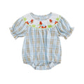 Adorable Infant Easter Jumpsuit with Sweet Bunny Embroidery and Smocked Detailing - Stylish Short Sleeve Baby Girl Outfit for Lootquake LLC