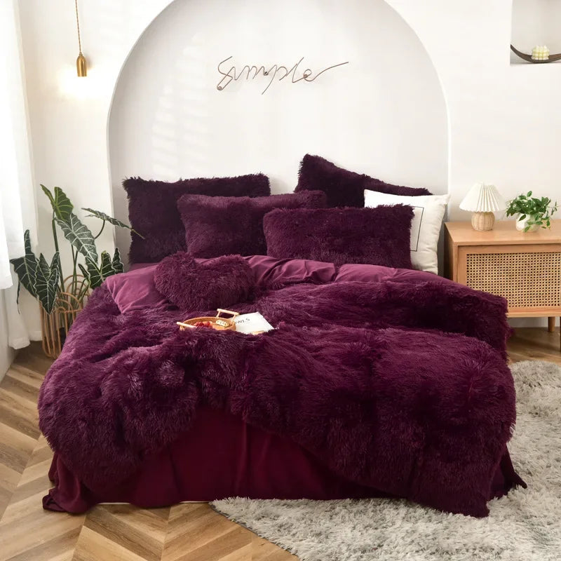 Mink four-piece set, plush crystal duvet set of four