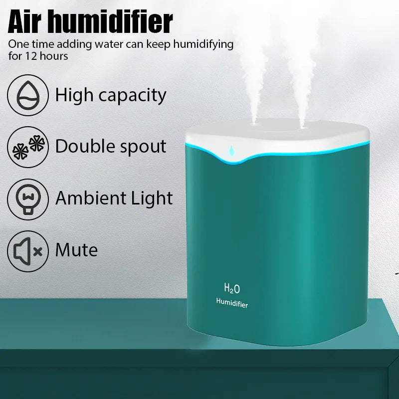 2000ML USB Air Humidifier Double Spray Port Essential Oil Aromatherapy Humificador Cool Mist Maker Fogger Purify for Home Office Lootquake LLC
