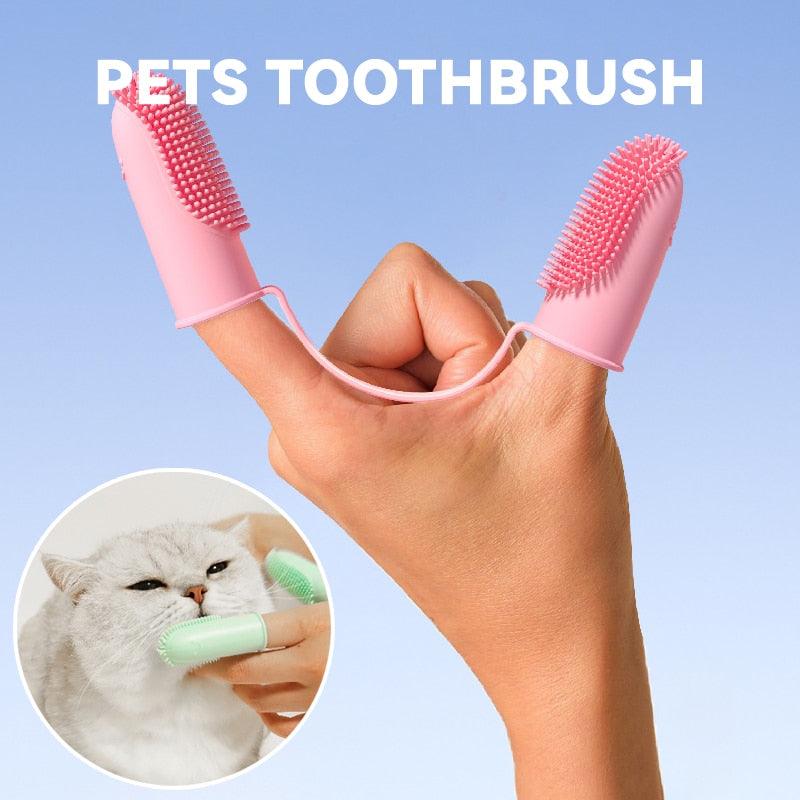 Dog Super Soft Pet Finger Toothbrush Teeth Cleaning Bad Breath Care Nontoxic Silicone Tooth Brush Tool Dog Cat Cleaning Supplies Finger Dog Toothbrush Silicone Finger Brush for Dogs Cats Teeth Cleaning Stevvex