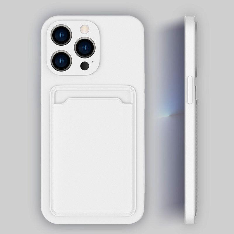 White Soft Wallet Card Holder Phone Case For iPhone 11 12 13 Pro Max Camera Protective Case Wallet Holder Cover Soft Portable Silicone Back Cover Durable Phone Case Stevvex