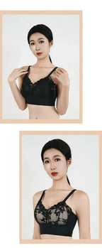 Hot Full Cup Thin Underwear Small Bra Plus Size Wireless Adjustable Lace Women's Bra Breast Cover B C Cup Large Size Lace Bras