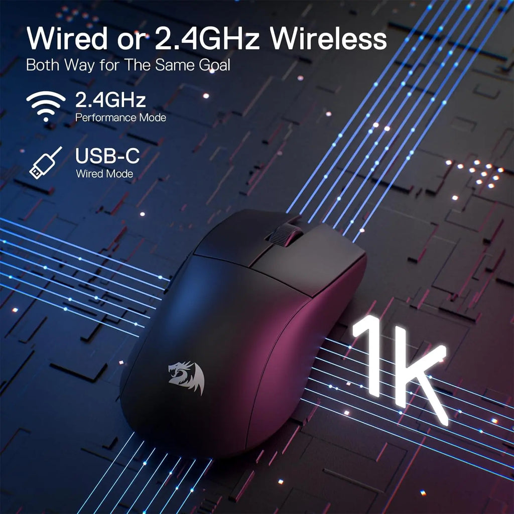 Redragon M916 Wireless Gamer Mouse, 49G Ultra-Light 8K DPI 2.4G Wireless Gaming Mouse w/Ergonomic Natural Grip Build Lootquake LLC