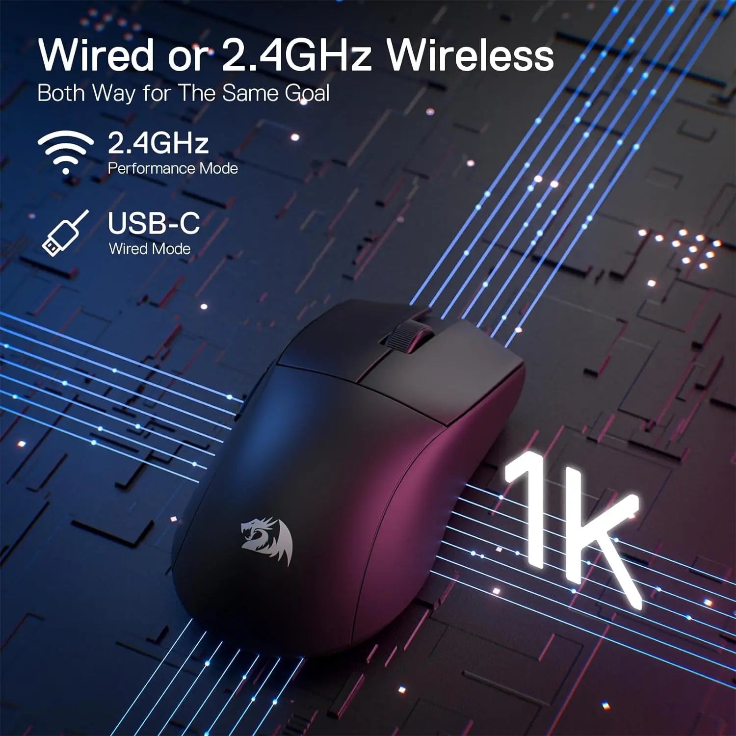 Redragon M916 Wireless Gamer Mouse, 49G Ultra-Light 8K DPI 2.4G Wireless Gaming Mouse w/Ergonomic Natural Grip Build Lootquake LLC