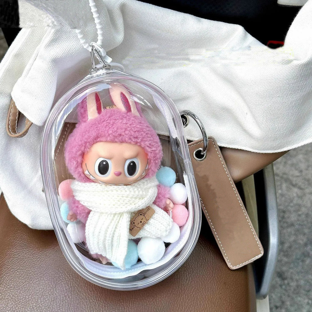 Labubu Protect Case 15cm Labubu Sitting Party Cotton Doll Shoulder Pain Bag PVC Storage Bag Labubu Walk Bag Dustproof Lootquake LLC