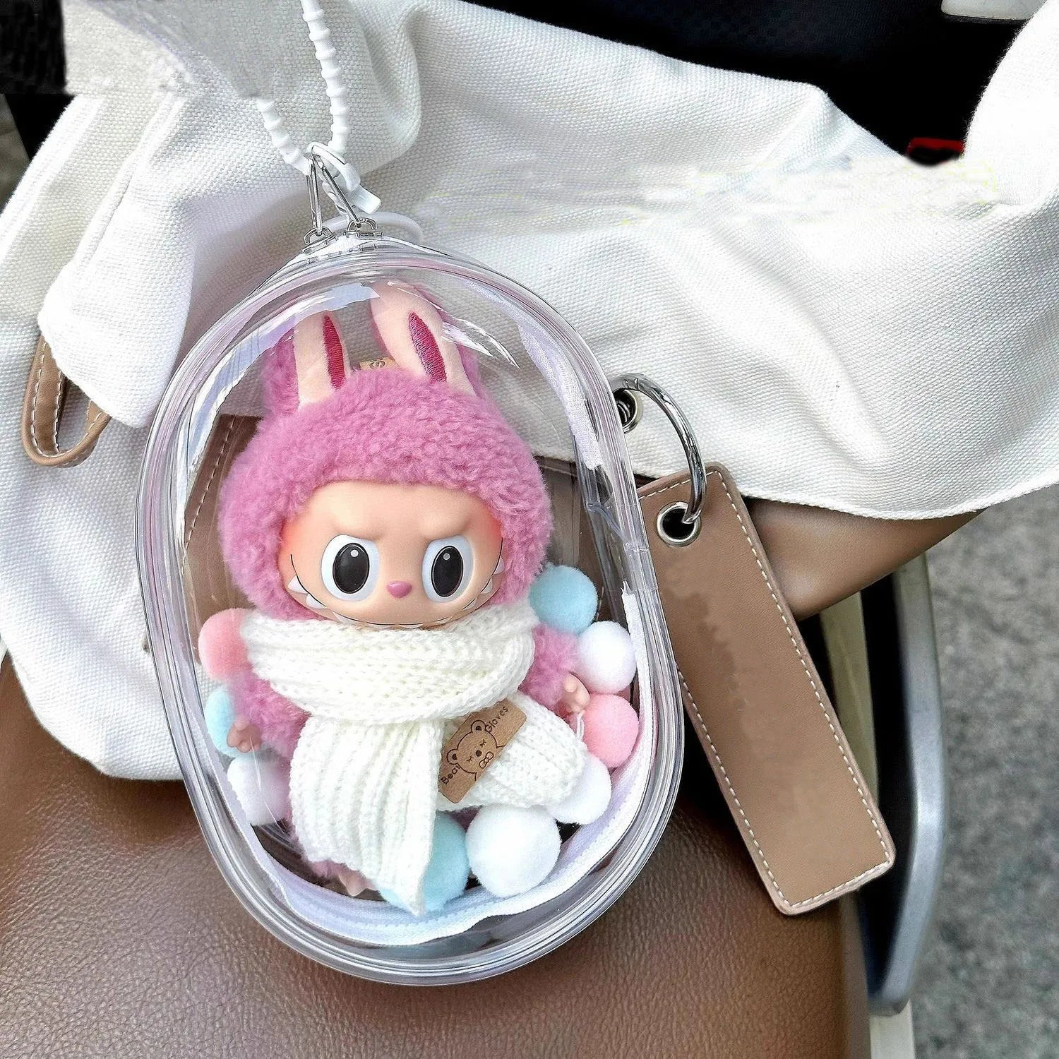Labubu Protect Case 15cm Labubu Sitting Party Cotton Doll Shoulder Pain Bag PVC Storage Bag Labubu Walk Bag Dustproof Lootquake LLC