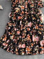 Summer New Off Shoulder  Wrap Waist to Show Thin A-line Fragmented Cake Dress Women's Beach Vacation Chiffon Long Dress GD820
