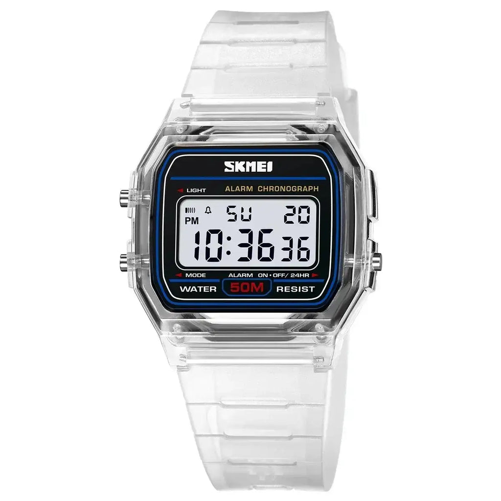 SKMEI Transparent TPU Strap Ladies Wristwatch Shockproof Back Light Display Stopwatch Digital Watches Women 2056 reloj mujer