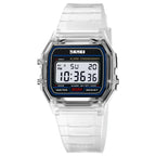 SKMEI Transparent TPU Strap Ladies Wristwatch Shockproof Back Light Display Stopwatch Digital Watches Women 2056 reloj mujer