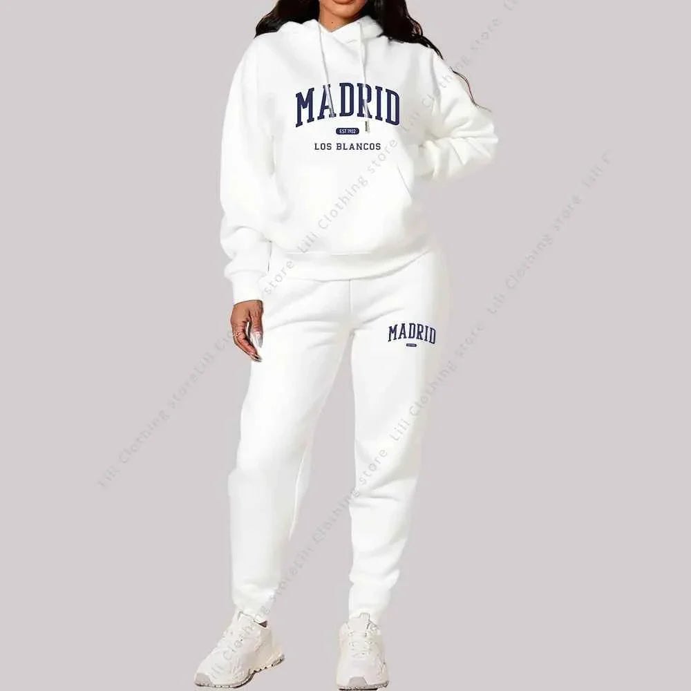 Madrid Print Women's TrackSuit 2-Piece Set THRIXINE