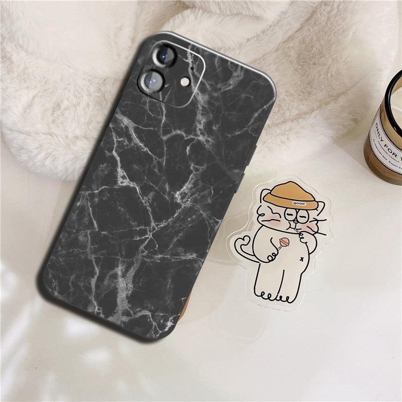 Luxury Marble Texture Phone Case For iPhone X XR XS 7 8 6S 6 5 Plus Silicone Anti Fall Back Cover Ultra Thin Soft Silicone Protective Shockproof and Scratch Resistant with Cute Design Pattern Case Stevvex