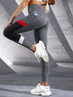 Colorblocked Mesh High Waist Leggings THRIXINE