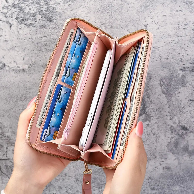 Fashion Zipper Wallets Womens Long Purses Handbags Coin Purse Cards Holder PU Leather Billfold Wallet Lootquake LLC