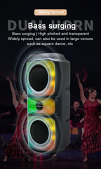 Super Large Outdoor Bluetooth Speaker RGB  Karaoke Double Horn Subwoofer Portable Wireless Column Bass Sound supports FM/TF Lootquake LLC