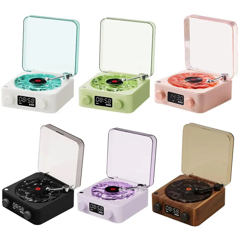 Turntable Bluetooth Speaker With LED Ocean Clock,Hi-Fi Mood Light Audio System For Home Decor & Birthday Gifts Lootquake LLC