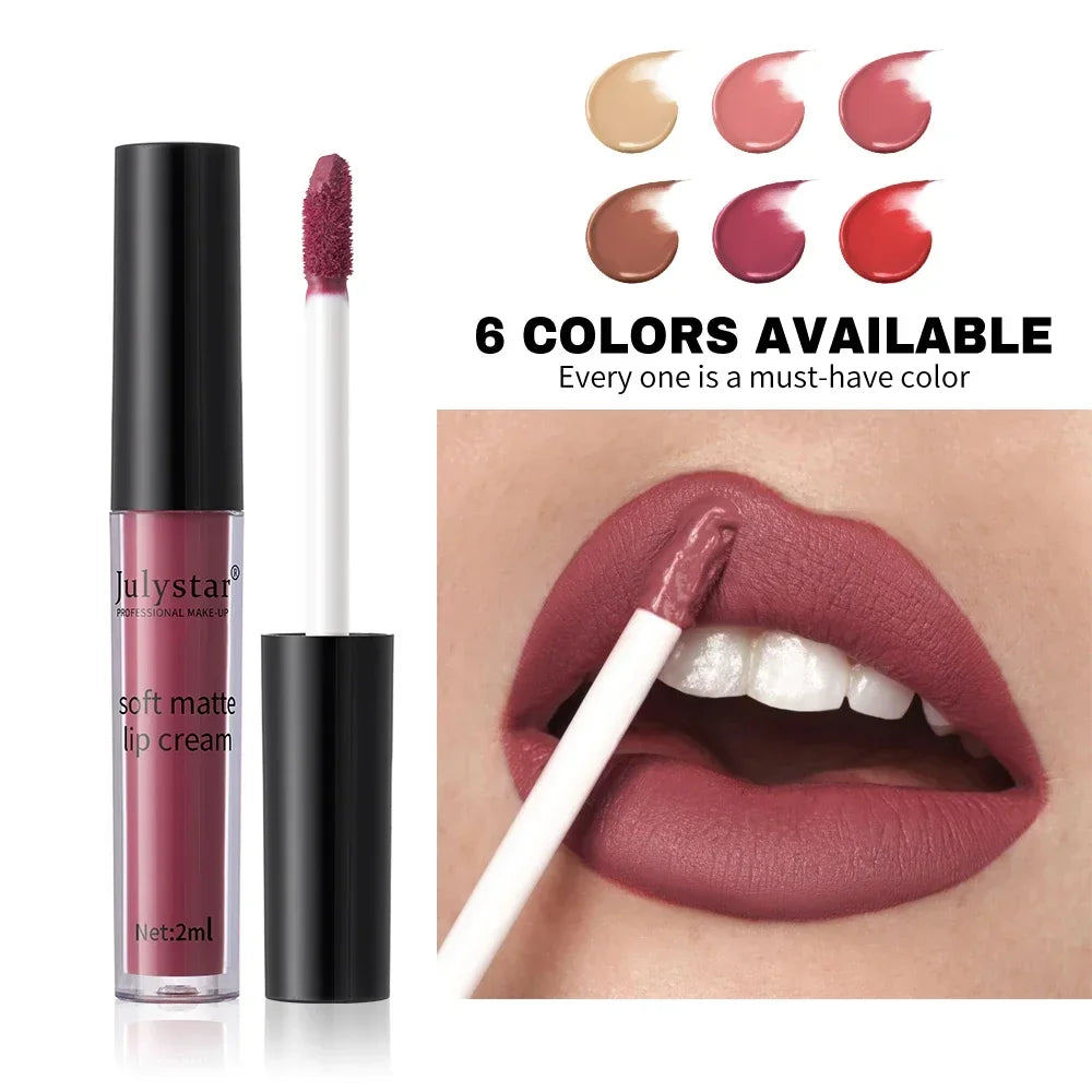 6-Color Velvet Lip Glaze Lipstick High Color Lip Makeup Waterproof Long-Lasting Nude Lip Color Liquid Cosmetics Lootquake LLC