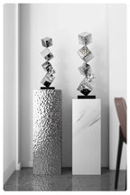 Stainless Steel Geometric Modeling Statues Modern Simple Luxury Living Room Entrance Hall Lobby Creative Sculptures Home Decor Lootquake LLC