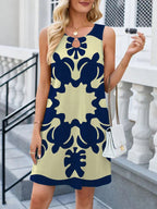 2024 New European and American Cross border Summer Long Dress Women's Sleeveless Round Neck Sexy Printed Dress Lootquake LLC