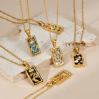 YILUOCD Original Zirconia Tarot Card Necklace Classic Tarot Queen Lover Magician Moon Wealth Amulet Stainless Steel Jewelry