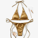ShimmerWave: Luxe Satin Brazilian Bikini Set THRIXINE