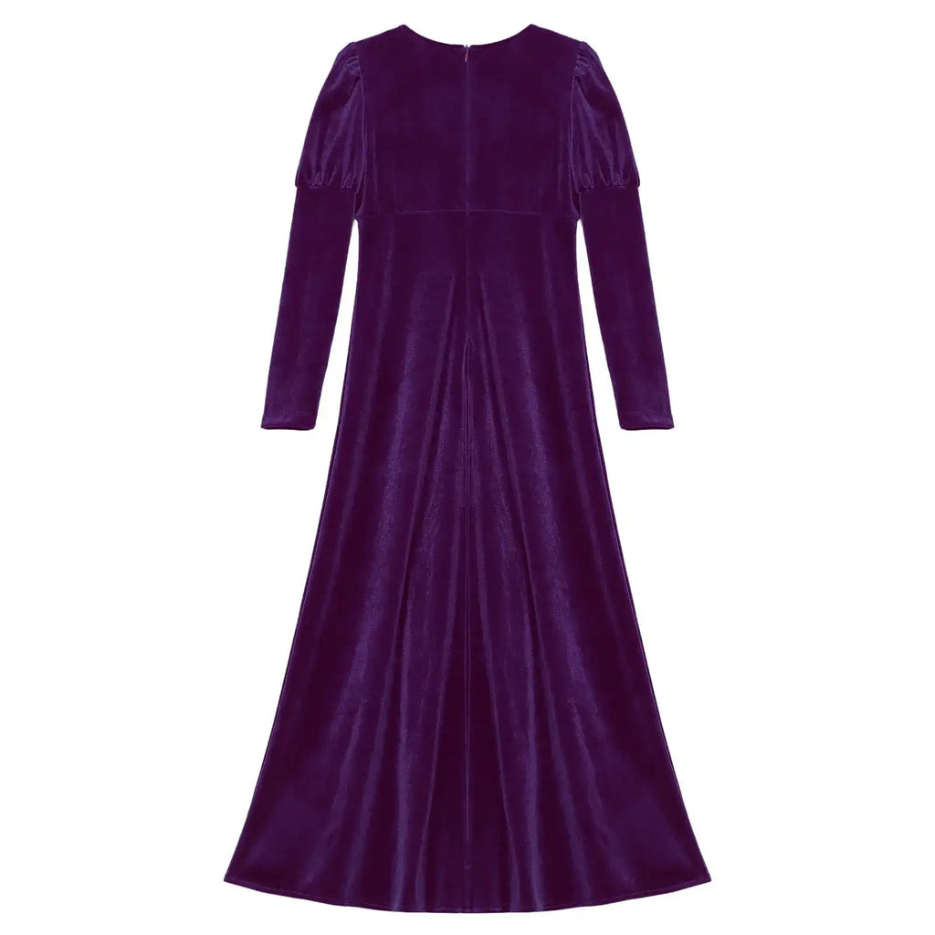 Girls Velvet Medieval Princess Dress Long Sleeve Renaissance Retro Robe Ancient Roman Long Dress for Halloween Carnival Party