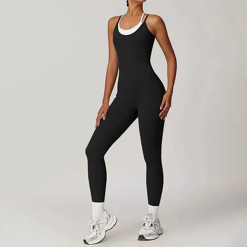 Sporty Jumpsuits Black Women Backless Fashion O-Neck - SJB-DIAMOND ELITES