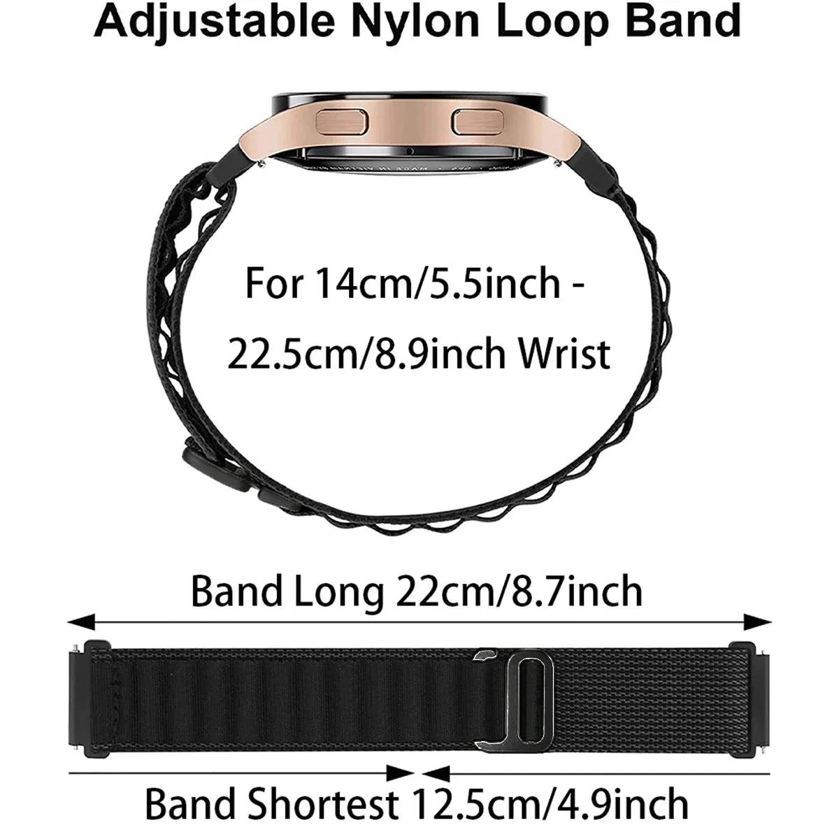 Polar Smartwatch Nylon Loop Band - Adjustable Watch Strap