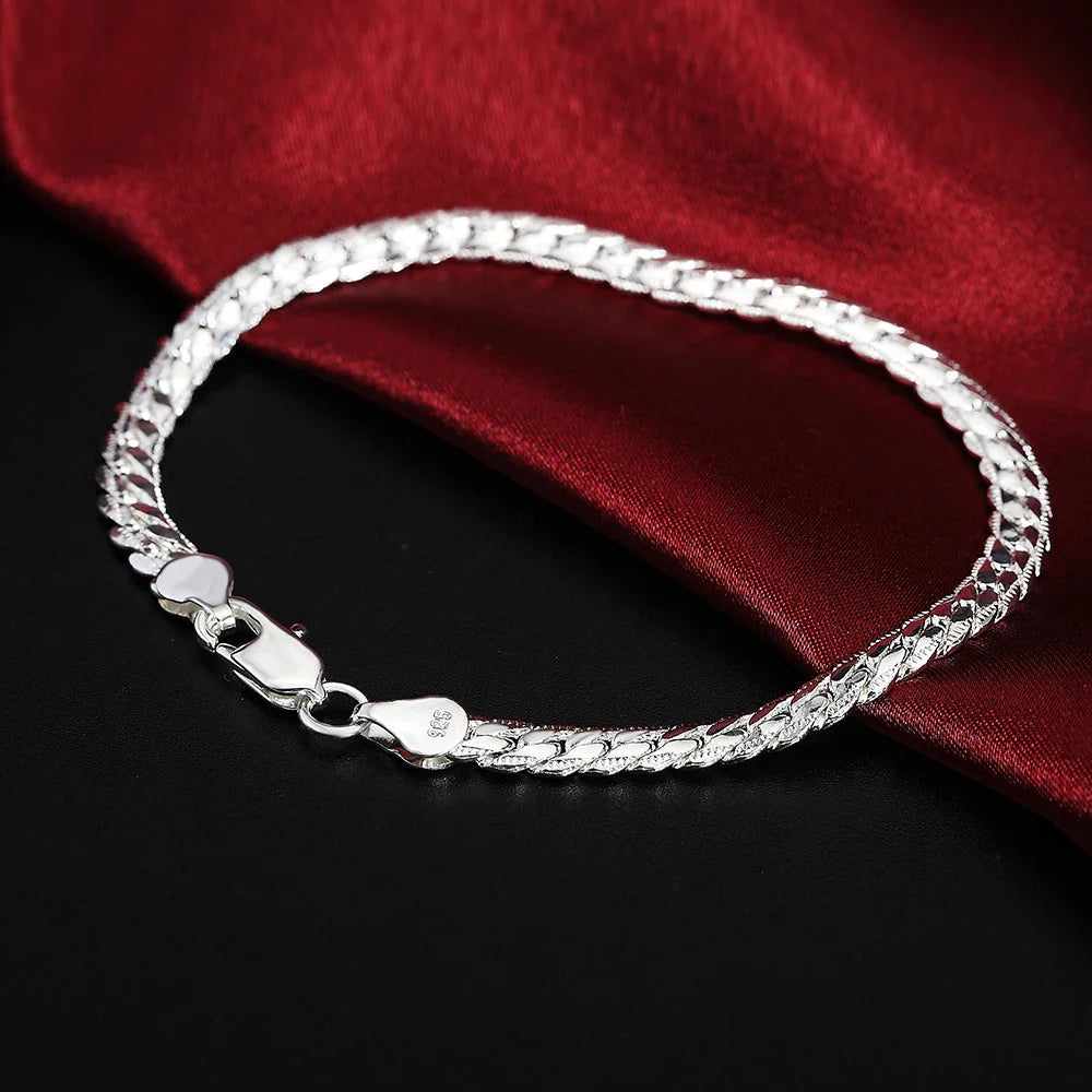 Fashion charm 925 Sterling Silver Bracelet for man woman Twisted rope chain fine jewelry Wedding party Christmas gift Lootquake LLC