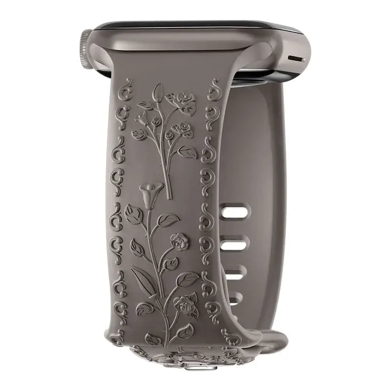 Apple Watch Silicone Band - Floral Engraved - Stylish Design - SJB-DIAMOND ELITES
