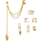 LATS Gold Color Leaves Ear Cuffs, Black Non-Piercing Ear Clip Earrings for Women & Men Lootquake LLC