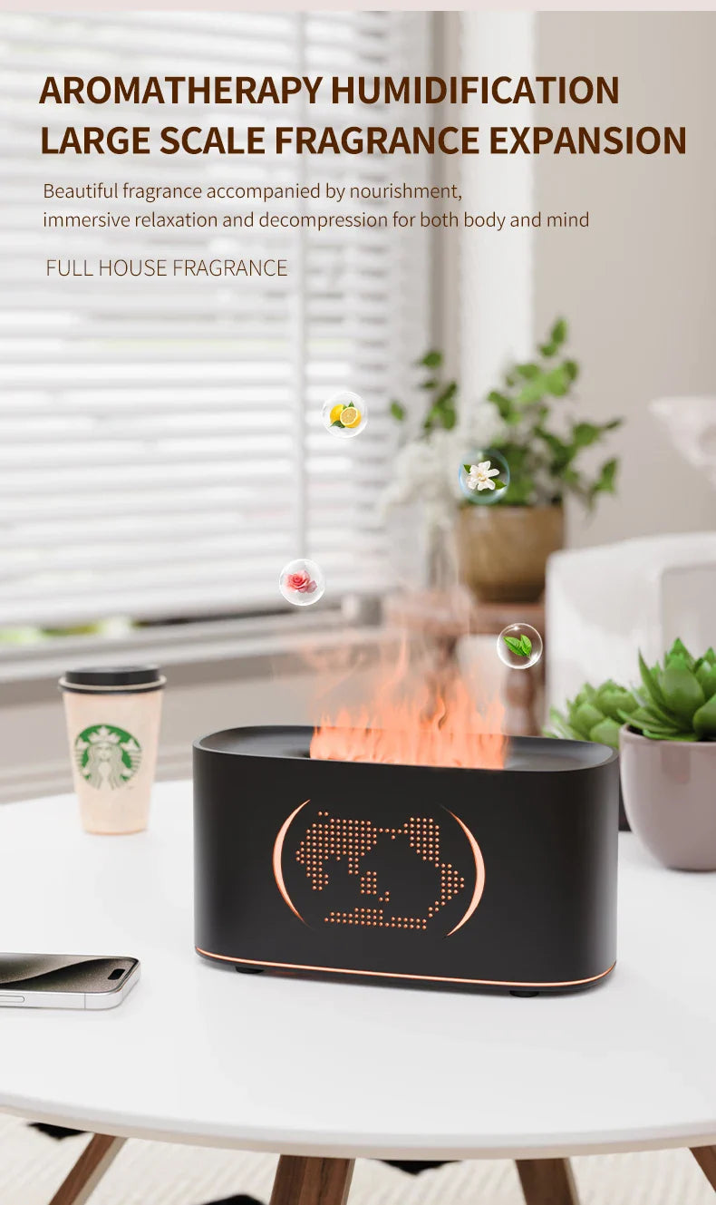 Map Humidifier Colorful Gradient Flame Aroma Diffuser Home Hotel Desktop USB Air Humidification Lootquake LLC