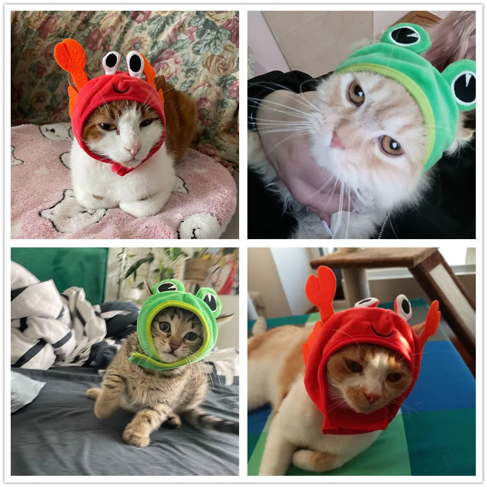 Halloween Easter Pet Costume Novelty Crab Lobster Frog Hat for Cat Puppy Hat Dog Cap Soft Headgear for Birthday Party Photo Prop Lootquake LLC
