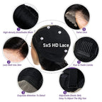 Body Wave 13x6 HD Transparent Lace Front Human Hair Wig 40 Inch Pre Plucked 220 Density 5x5 Glueless Lace Frontal Wigs for Women