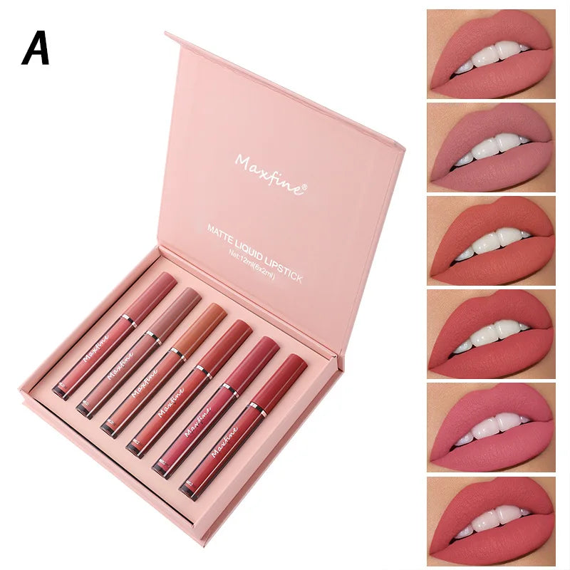 Matte Lip Gloss Set 6 Color Lipstick Smooth And Lasting Display Lip Gloss Waterproof Moisturizing Lipstick Holiday Gift Box Set Lootquake LLC