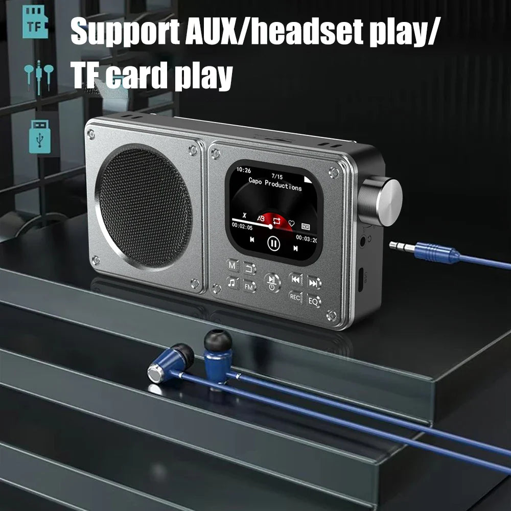 Wireless Bluetooth5.4 Speakers 87.5-108MHz Portable FM Radio Outdoor Radio MP3 Music Player Support Earphone TF Card Video Clock Lootquake LLC