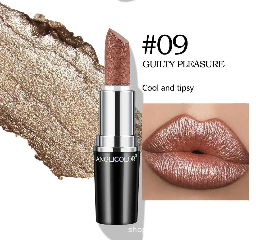 Fine Glitter Lipstick, Quicksand Gold Lipstick Non-sticky Non-fading Lipstick Pearlescent Long-lasting Silky Mermaid Lipstick Lootquake LLC