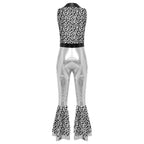 Womens Halloween Retro Hippie Cosplay Costume Party Hip-hop Dance Costume Metallic Shiny Vintage Carnival Bodysuit Jumpsuit Lootquake LLC