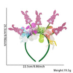 Easter Rabbit Headband with Colorful Egg Strip And Button Holiday Party Accessory Egg Chick Headdress for Easter Celebrations Lootquake LLC