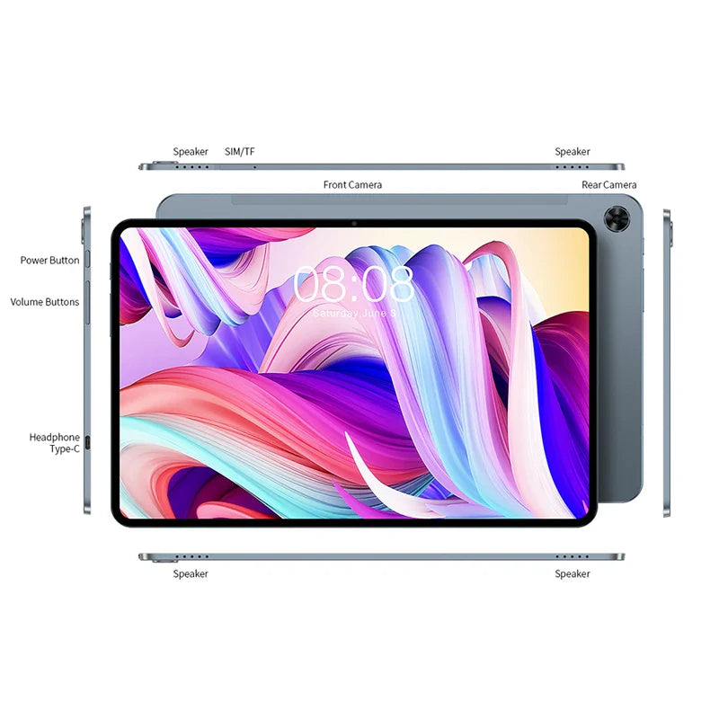 Teclast 10,4 inch T40 Pro tablet 8gb RAM ROM 128GB Android 11/12 7000mAh fast charging 2000x1200 UNISOC T618/T616 8 cores 4G network, Wifi, 13MP + 8MP