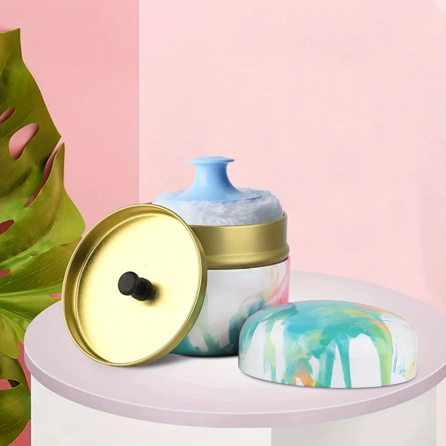 Powder Puff and Powder Container for Body Dusting Powder Case with Puff fo Women Loose Powder Containers with Puff for Travel Lootquake LLC