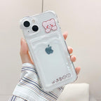 Transparent Cute Heart Pattern Phone Cases For iPhone 13 14 Pro Max Simple Luxurious Love Gradient Silicon Wallet Cover Card Holder Shockproof Bumper Protective Cover