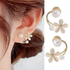 925 Silver Needle Korean Fashion Camellia Flower Earrings For Women Jewelry 2025 Trending Women's Black White Stud Earrings Gift