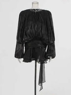 Women's A-Line Mini Dress with Long Sleeves & Empire Waist