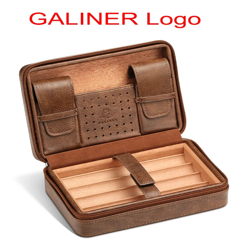 GALINER Charuto Cedar Wood Cigar Humidor Box Travel Cigar Case Storage 4 Cigars Box Humidor Humidifier For Sigar Lootquake LLC