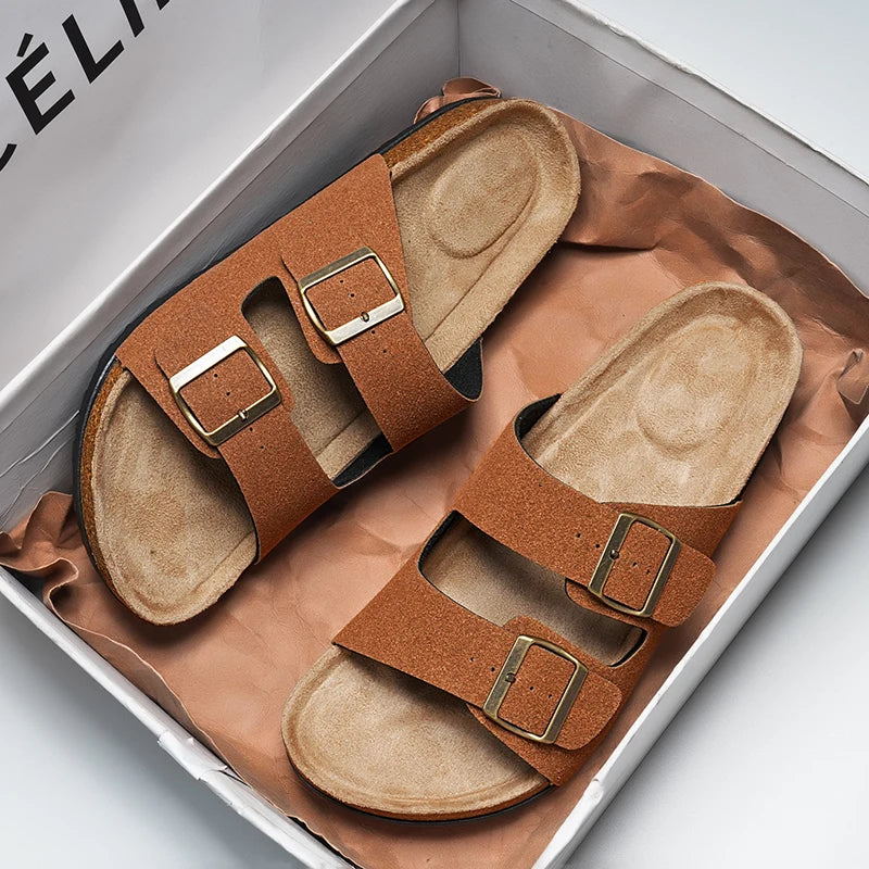Brand Men Women Sandals Summer Designer Couple Cork Clogs Sandals Luxury Classic Unisex Mules Beach Slide With Adjustable Buckle Lootquake LLC
